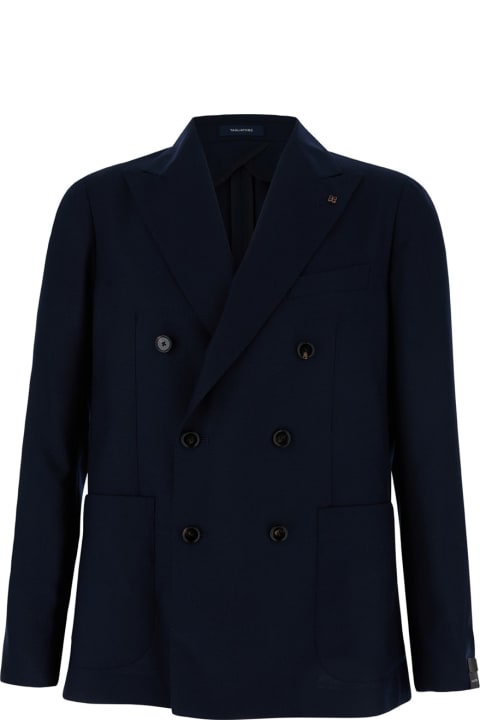 Tagliatore Coats & Jackets for Women Tagliatore Blue Double Breasted Jacket In Cashmere Man