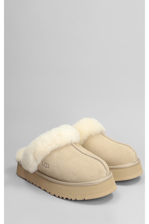 UGG for Kids UGG Disquette Slipper-mule In Beige Suede