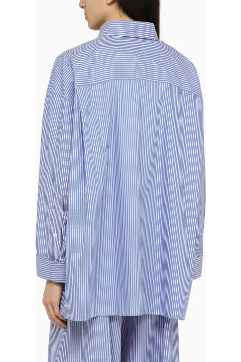 Underwear & Nightwear for Women DARKPARK Blue\/white Striped Cotton Button-down Shirt