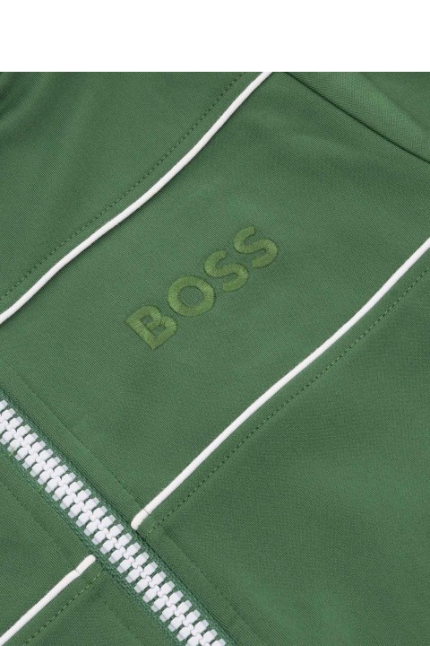 Hugo Boss Topwear for Boys Hugo Boss Green Sweater With Zip Fastening