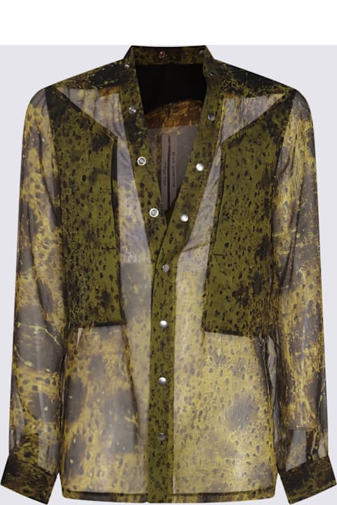 Rick Owens قمصان لـ القسم الرجالي Rick Owens Yellow Silk Larry Fogpocket Shirt