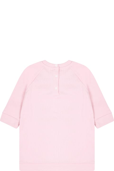 Fashion for Baby Boys Balmain Pink Dress For Baby Girl With Logo