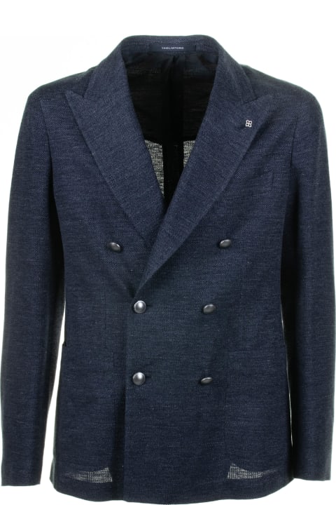 Tagliatore Coats & Jackets for Men Tagliatore Navy Blue Double-breasted Jacket