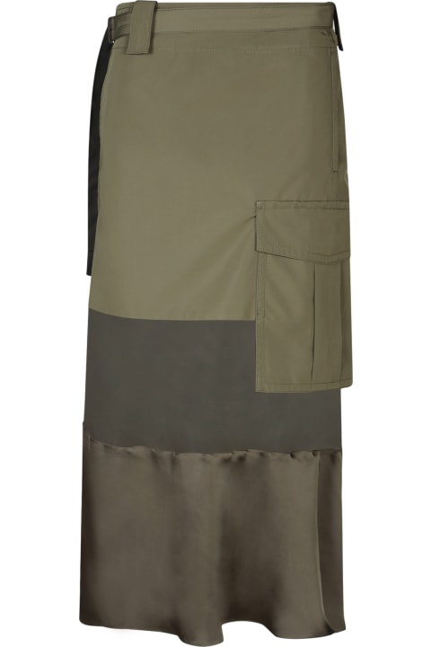 Fashion for Women Sacai Sacai Kaki Fabric Combo Midi Skirt