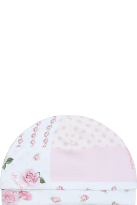 White Hat For Baby Girl With Floral Print