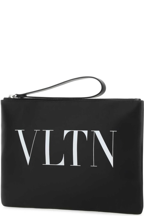 Bags Sale for Men Valentino Garavani Black Leather Vltn Clutch