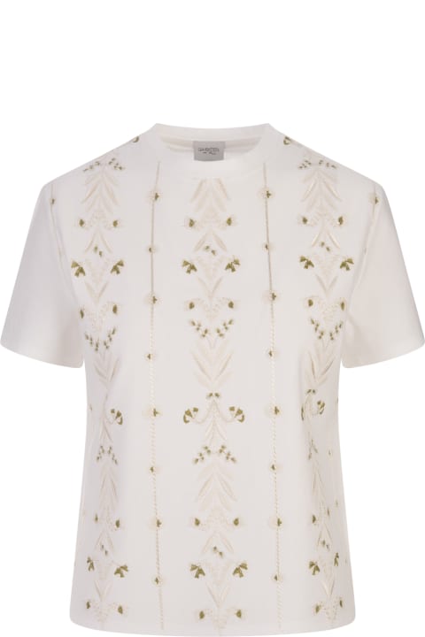 Topwear for Women Giambattista Valli Embroidered Ivory T-shirt