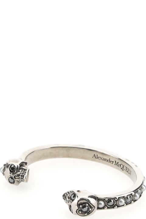 Alexander McQueen Bracelets for Women Alexander McQueen Silver Metal Twin Skull Bracelet
