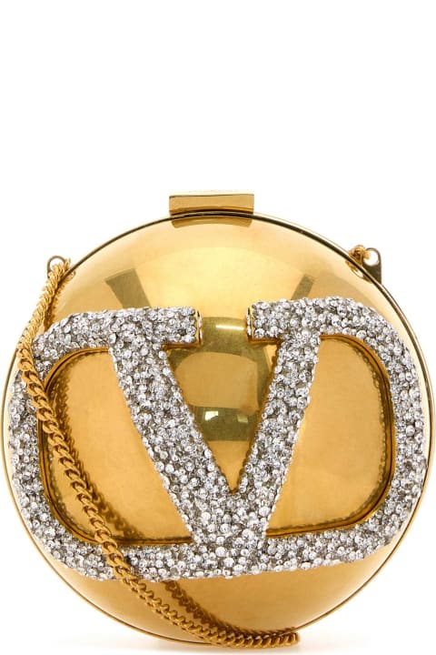 Valentino Garavani Bags for Women Valentino Garavani Gold Metal Vlogo Signature Clutch