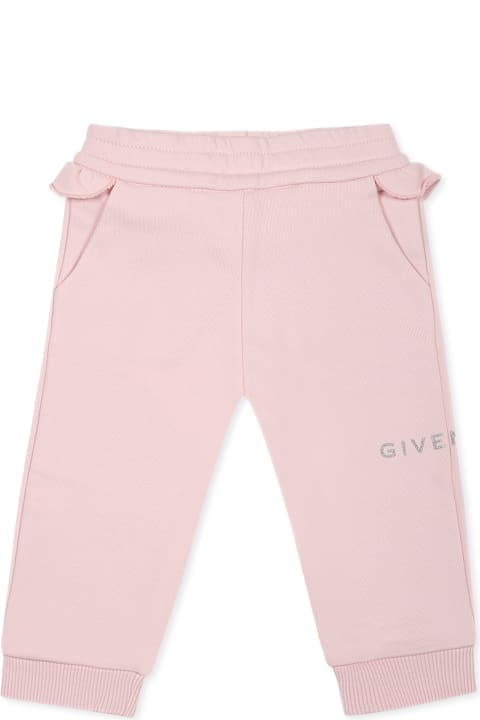Givenchy Bottoms for Baby Girls Givenchy Pink Trousers For Baby Girl With Logo