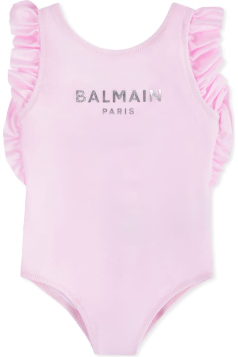 インテリア Balmain Pink Swimsuit For Baby Girl With Logo