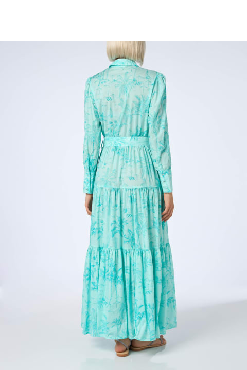 Homeware MC2 Saint Barth Woman Water Green Toile De Jouy Cotton Dress Jensen