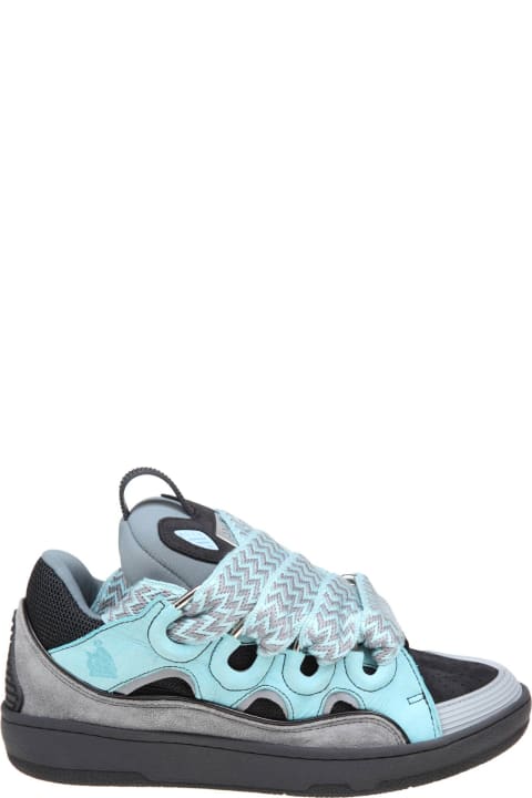 Lanvin for Men Lanvin Curb Sneakers In Suede And Fabric Color Light Blue/anthracite