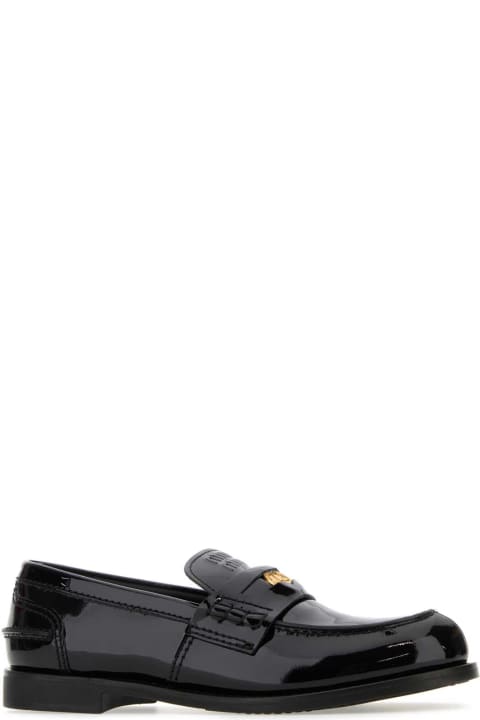 Flat Shoes for Women Miu Miu Black Leather Loafers