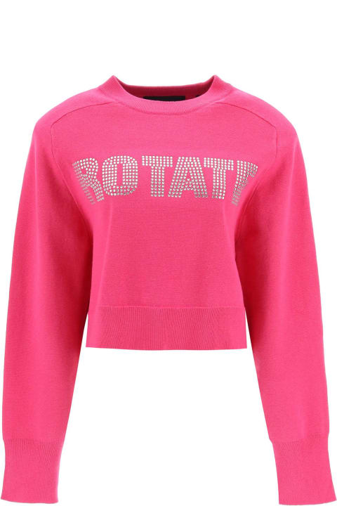 Rotate by Birger Christensen Sweaters for Women Rotate by Birger Christensen Rhinestone Logo Organic Cotton Sweater