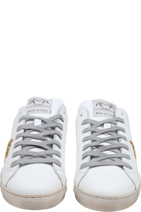 AMA-BRAND Shoes for Women AMA-BRAND Sneakers In White Leather And Gold Glitter