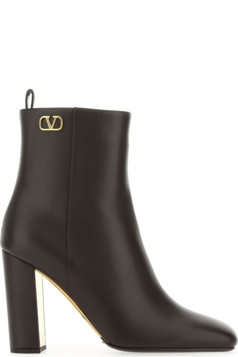 Dark Brown Leather Vlogo Ankle Boots