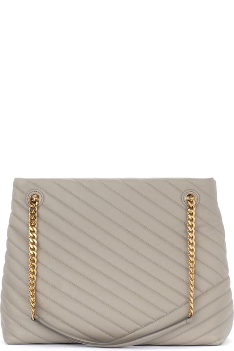 Tory Burch Kira Chevron Tote Bag model in gray grained leather