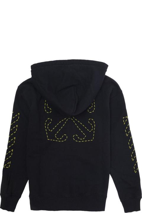 Off-White سترات وبلوزات ثقيلة لـ أولاد Off-White Black Hoodie With Arrow Detail In Cotton Boy