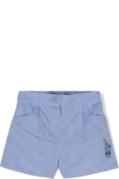 Etro Bottoms for Baby Girls Etro Light Blue Linen Blend Shorts With Logo