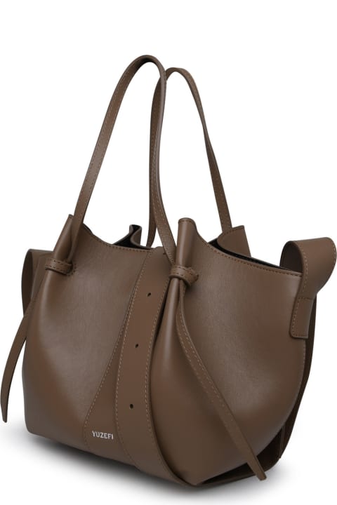 YUZEFI Totes for Women YUZEFI Mochi Square Bag In Beige Leather