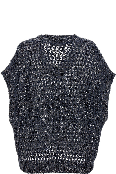 Coats & Jackets for Women Brunello Cucinelli V-neck Net Knitted Vest