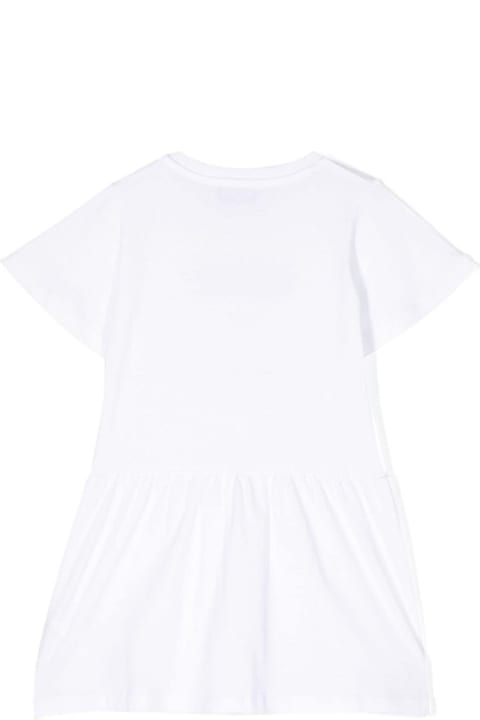 ベビーガールズのセール Moschino White Mini Dress With Logo Print In Cotton Baby