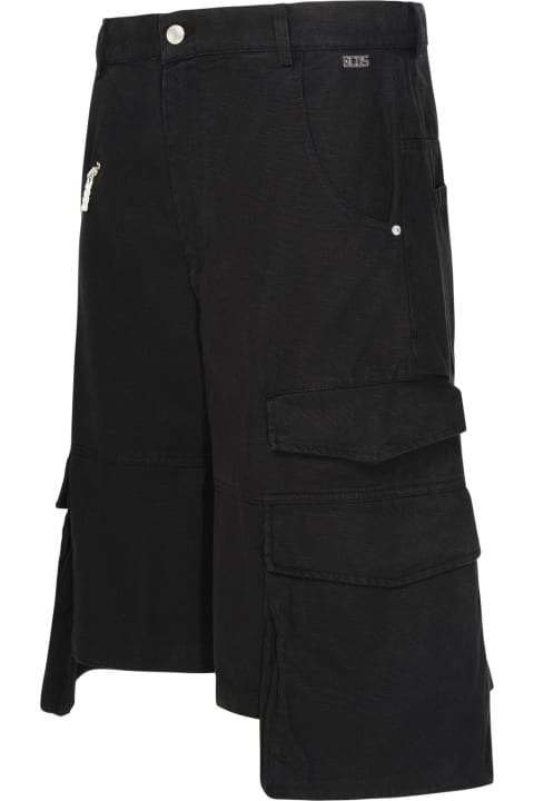 GCDS Pants for Men GCDS Black Cotton Bermuda Shorts