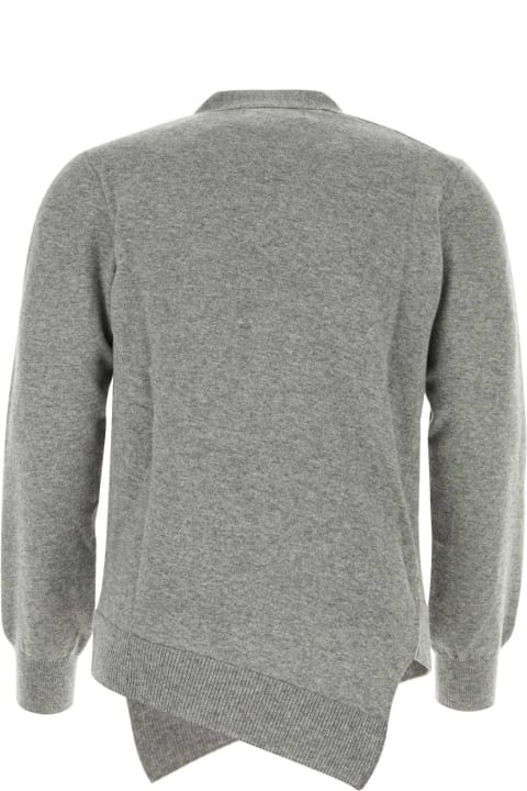 Comme des Garçons Shirt Sweaters for Men Comme des Garçons Shirt Grey Wool Comme Des Garã§ons Play X Lacoste Cardigan