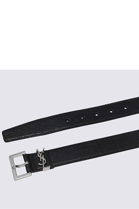 Saint Laurent Belts for Men Saint Laurent Black Leather Cassandre Belt