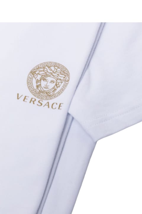 Topwear for Men Versace Man's Set Of Two White Cotton Crew Neck T-shirts With Logo