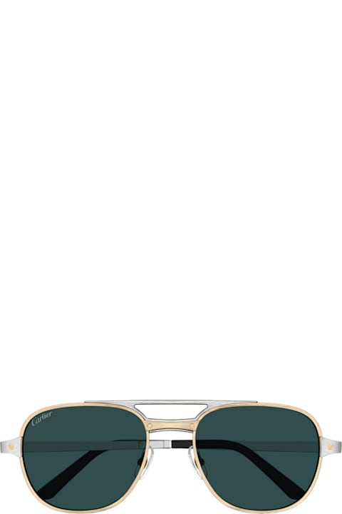 Cartier Eyewear Accessories for Men Cartier Eyewear Cartier Ct0477s Santos De Cartier 003 Gold Silver Green Glasses