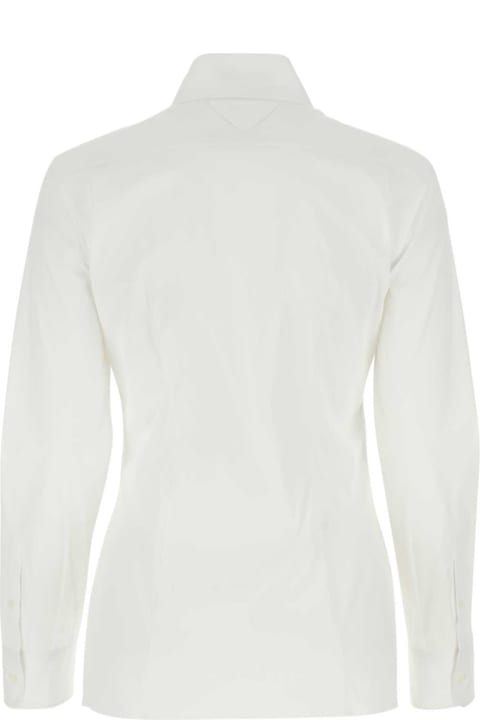 Topwear for Women Prada White Stretch Poplin Shirt
