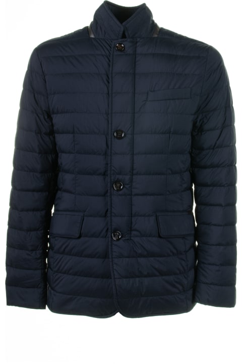 Moorer for Men Moorer Blue Quilted Down Jacket With Buttons