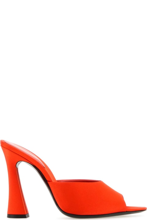Saint Laurent High-Heeled Shoes for Women Saint Laurent Orange Satin Suite 105 Sabot