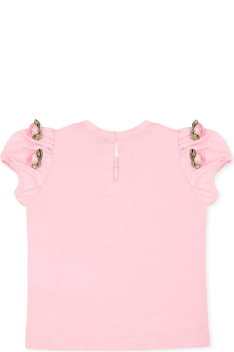 Monnalisa Topwear for Baby Boys Monnalisa Pink T-shirt For Baby Girl With Roses