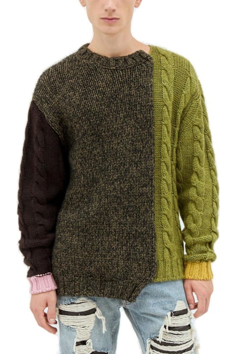 Sweaters for Men Gallery Dept. Cable-knit Asymmetric Colourblock Jumper