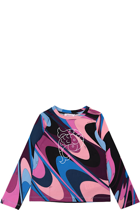 Pucci T-Shirts & Polo Shirts for Girls Pucci Long- Sleeved T-shirt With Wave Print