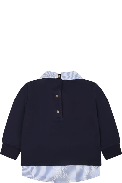ベビーボーイズ Versaceのニットウェア＆スウェットシャツ Versace Blue Sweatshirt For Baby Boy With Logo