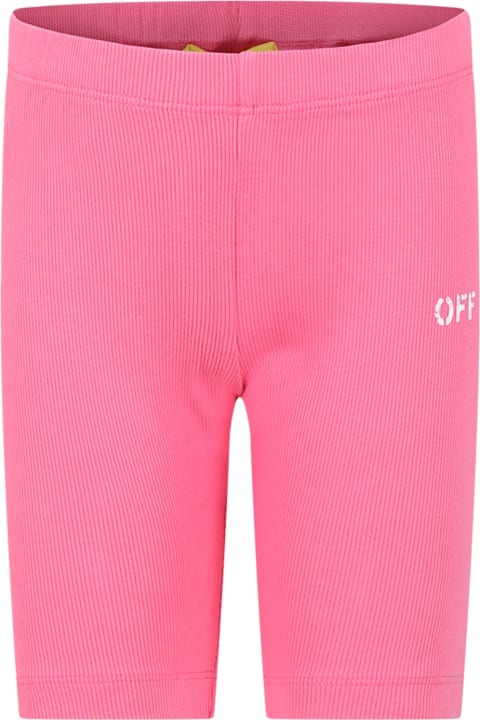 Bottoms for Girls Off-White Fuchsia Shorts For Girl With Logo