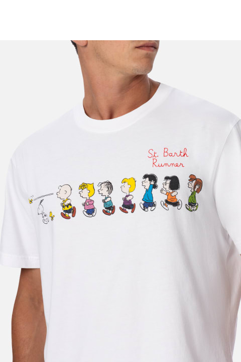 Homeware MC2 Saint Barth Man Cotton T-shirt With Peanuts Print And Embroidery| Snoopy Peanuts Special Edition