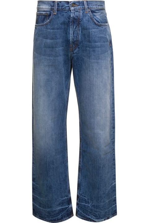 Blue Le De Nimes Suno Wide Leg Jeans In Cotton Man