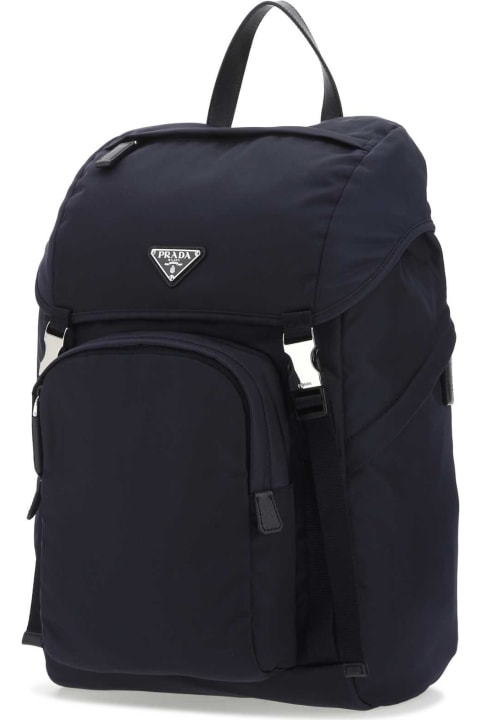 メンズ Pradaのバッグ Prada Navy Blue Re-nylon Backpack