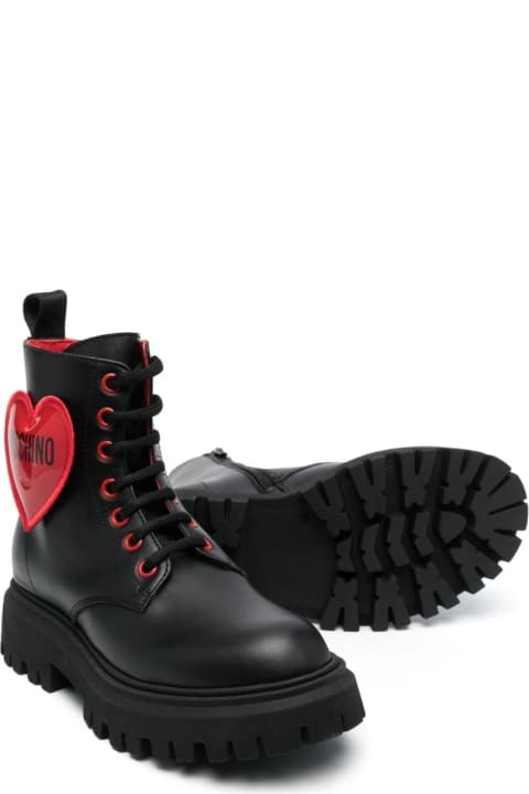 Shoes for Girls Moschino Combat Boots With Application