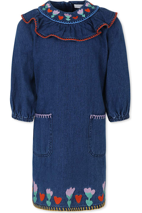 Homeware Stella McCartney Kids Blue Dress For Girl With Flowers