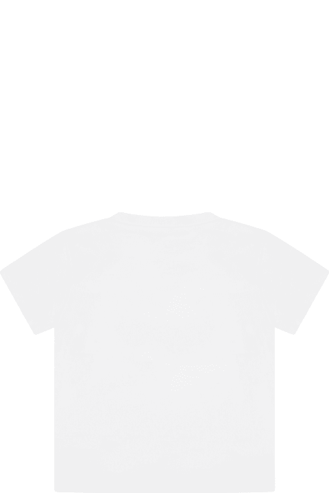 White T-shirt For Baby Boy With Logos