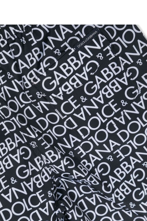 Dolce & Gabbana Swimwear for Boys Dolce & Gabbana Black Swim Shorts With All-over Logo