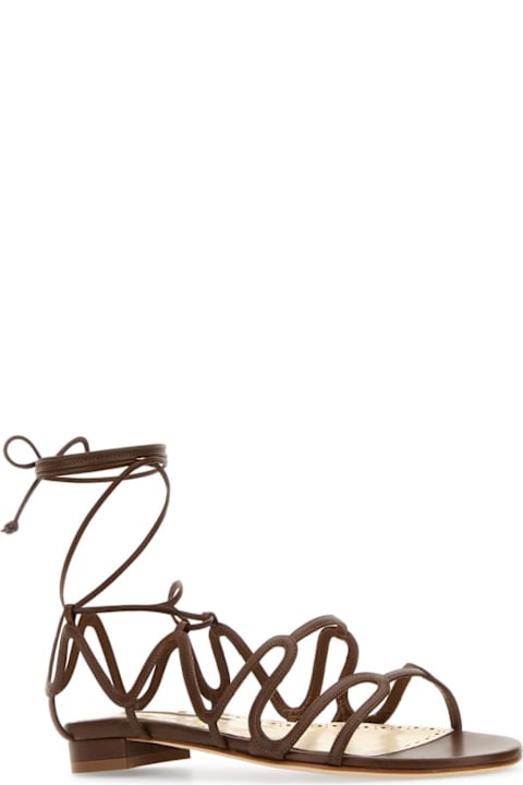 Manolo Blahnik Shoes for Women Manolo Blahnik Brown Leather Fawda Sandals