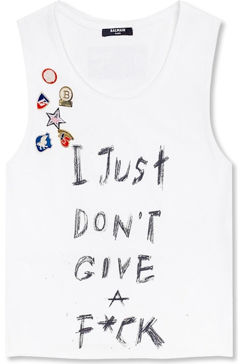 Homeware Balmain Printed Cotton Cropped T-shirt