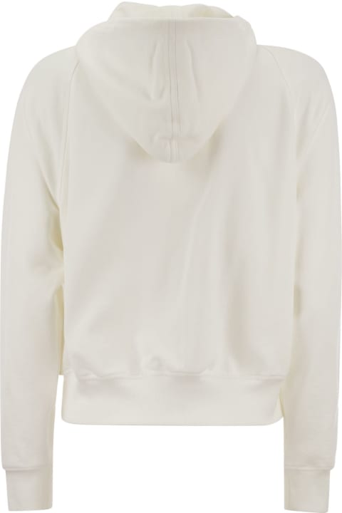 Fashion for Women Brunello Cucinelli Smooth Cotton Fleece Hooded Topwear With Shiny Piping